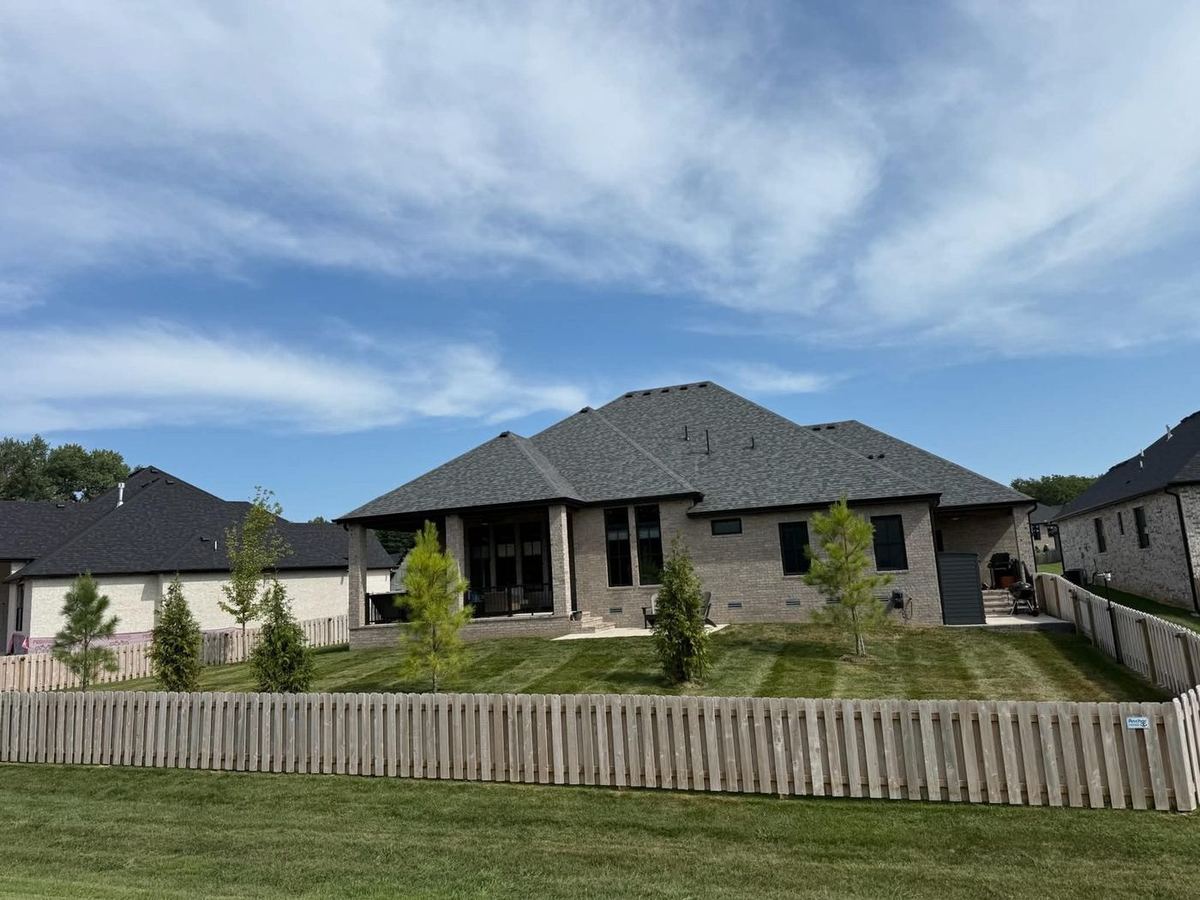 Modern home backyard freshly mowed