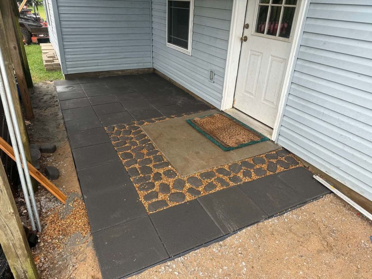 Finished paver landing at a back entry